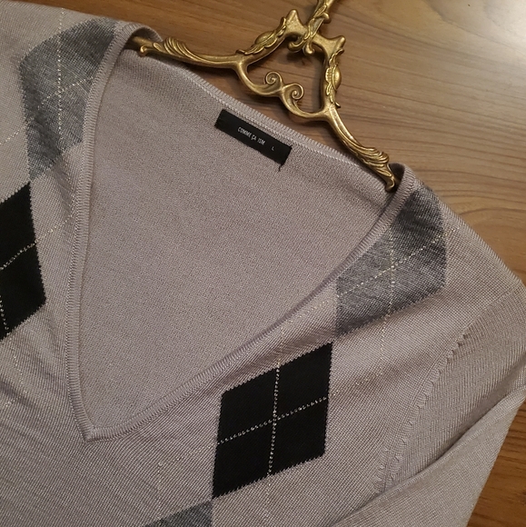 Comme Ca Ism argyle v-neck sweater - Picture 5 of 6
